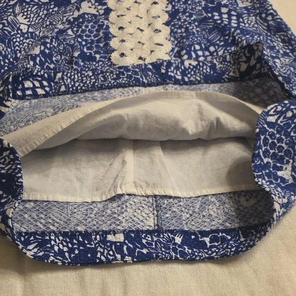 Lilly Pulitzer Blue Floral Mini Dress with White Lace Stripe - Picture 11 of 16